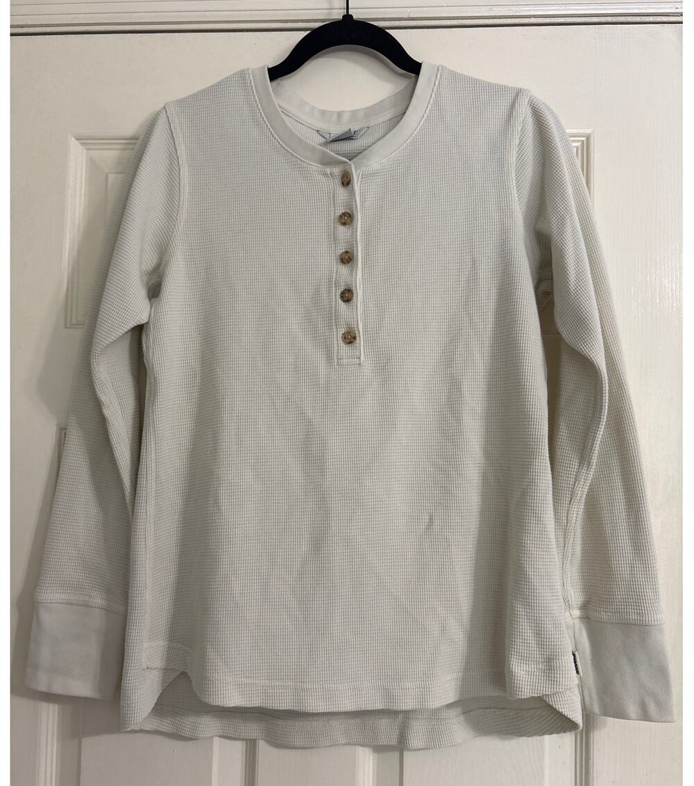 Duluth Trading Co. Women's Burly Thermal Waffle Long Sleeve Henley, Medium